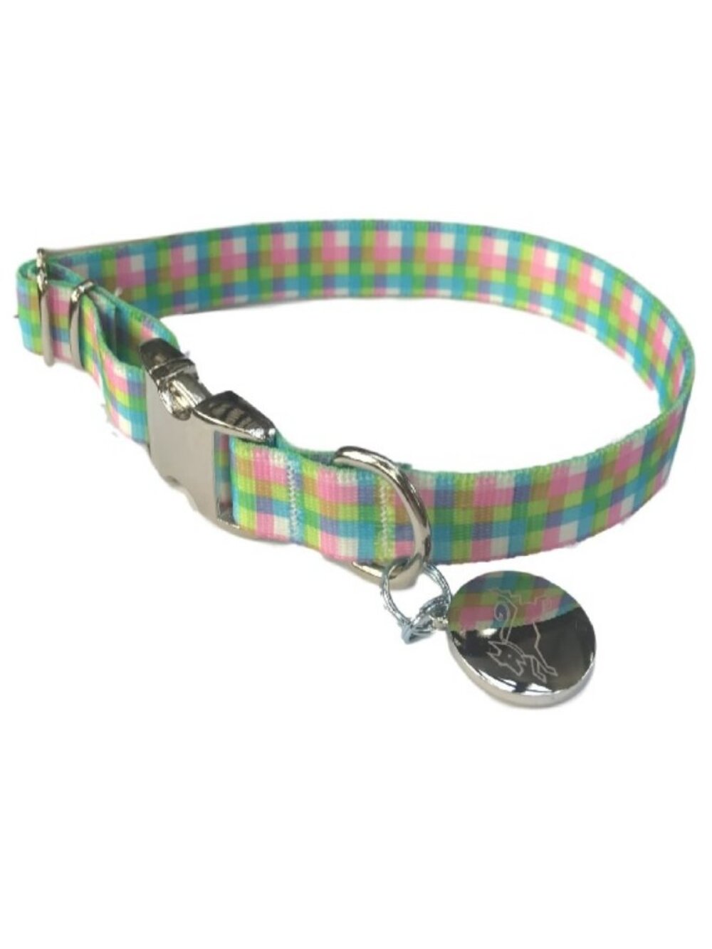 Size M & L Preppy Multicolored Plaid Southern Dawg Premium Dog Collar